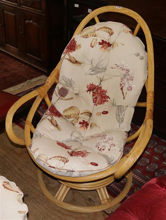 Pair of cane swivel chairs